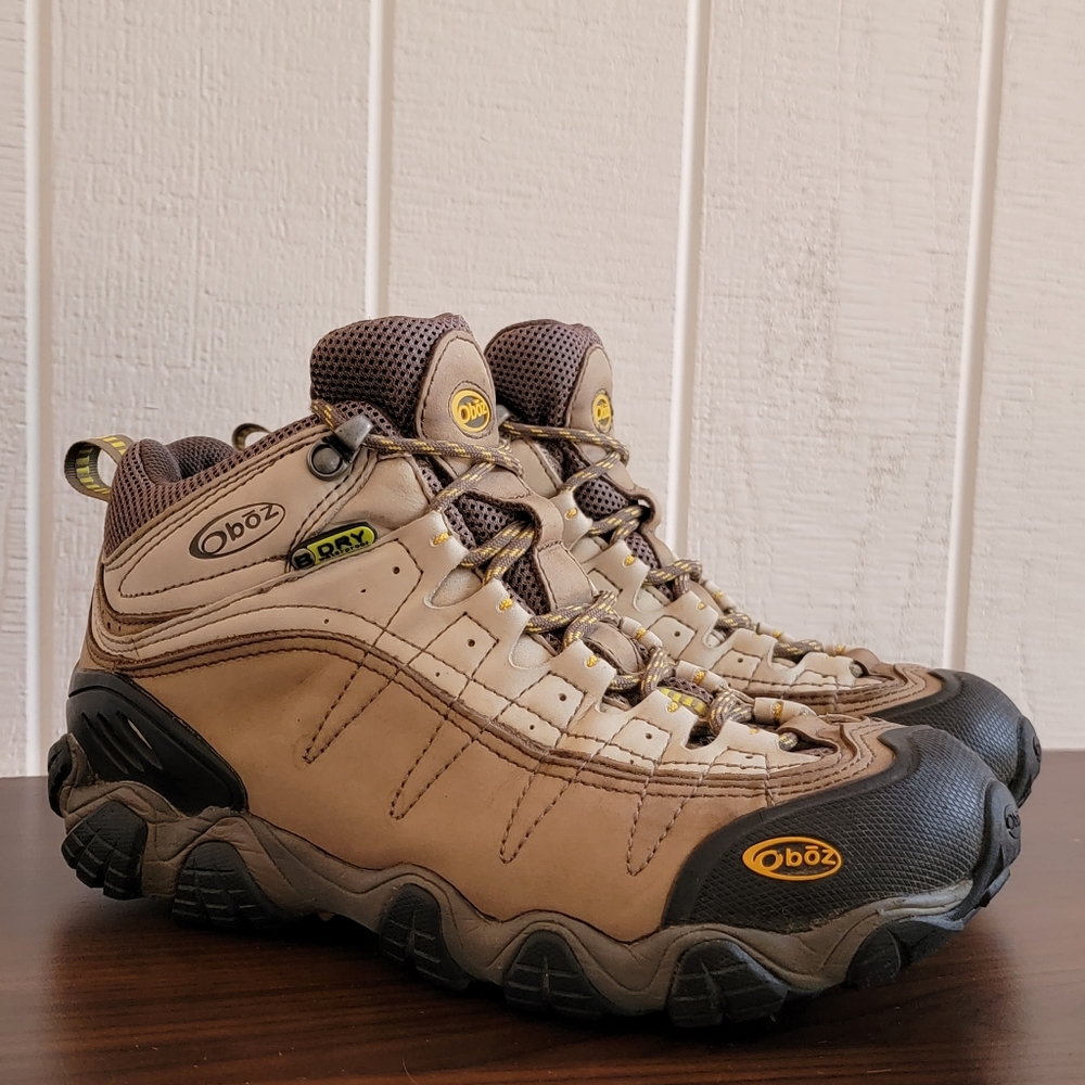 OBOZ YELLOWSTONE II WATERPROOF HIKING BOOTS BROWN/TAN LEATHER WOMENS SIZE 8.5